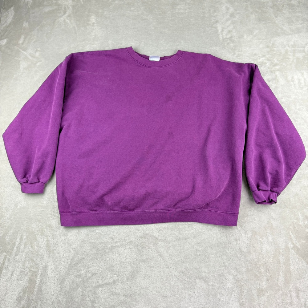 Vintage Cheetah Mervyns Blank Sweatshirt Men 2XL Purple Crewneck 90s Boxy Y2K